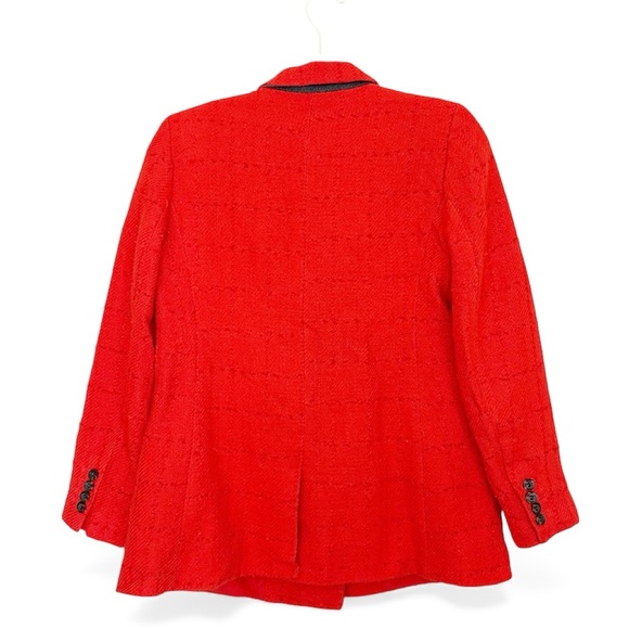 Ann Taylor Petite Tweed Double Breasted Blazer Vermillion Kiss Size 8P - Picture 3 of 12